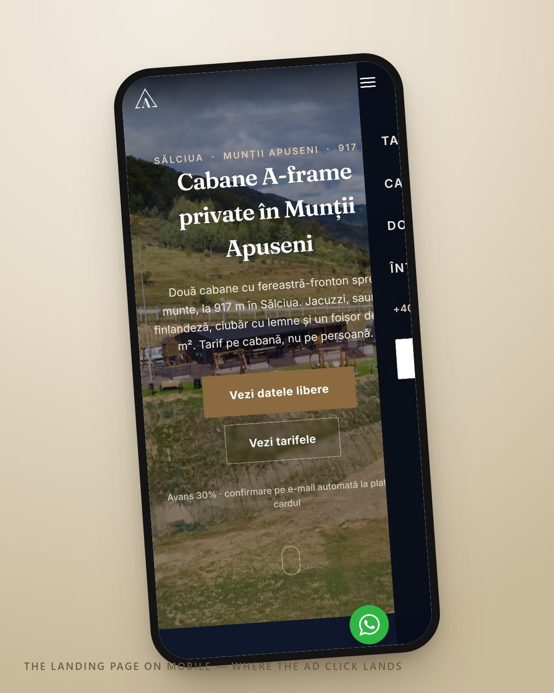 The redesigned landing page on a phone — where most of the paid clicks land