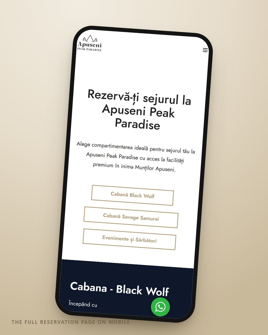 The full reservation page on mobile — the same system, more room to explore